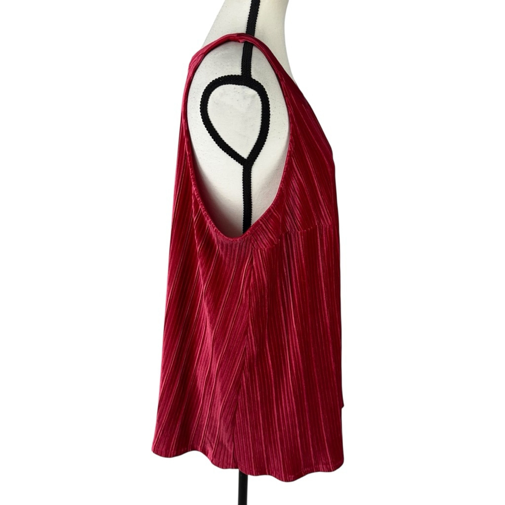 Torrid Velvet Pleated Goddess Tank Top Womens 0 Red Sleeveless Summer Casual - Picture 4 of 9